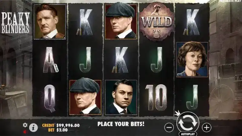 Peaky Blinders slot gameplay showing reels and bonus features